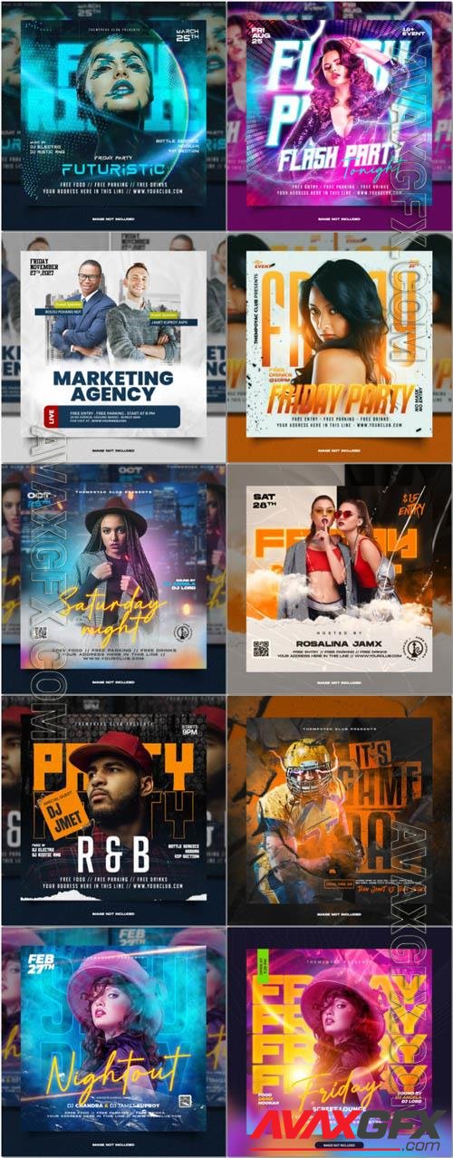 Flyer social media post, psd banner set vol 274