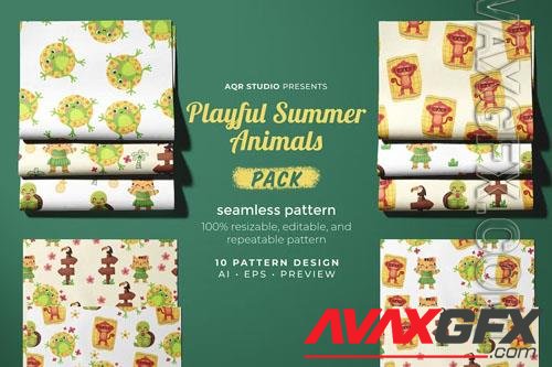 Playful Summer Animals - Seamless Pattern Design