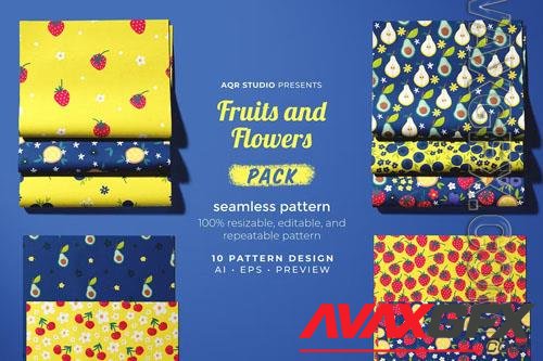 Fruits and Flowers - Seamless Pattern Design