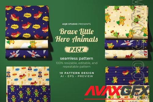 Brave Little Hero Animals - Seamless Pattern Design