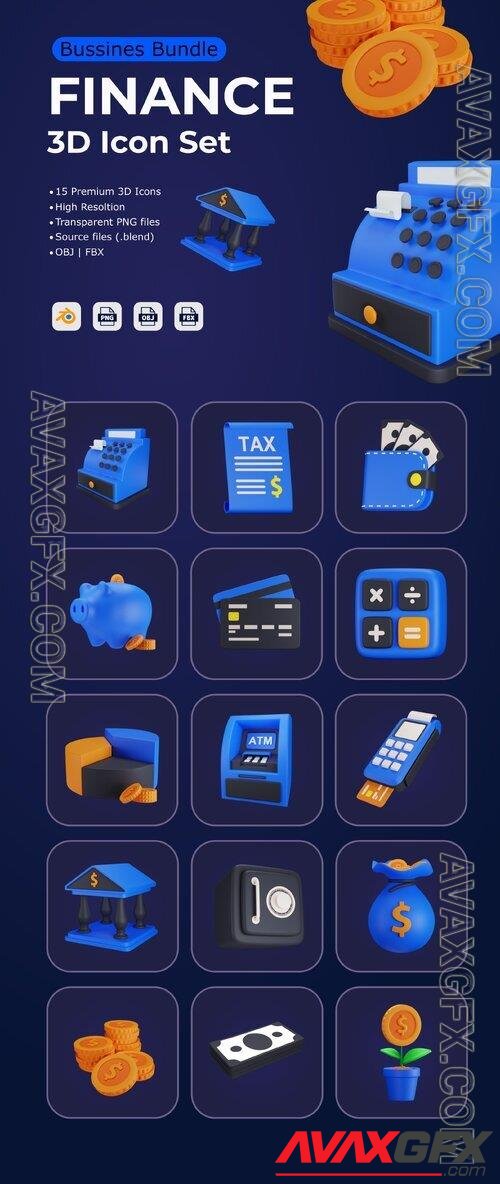 Finance 3D Icon Set