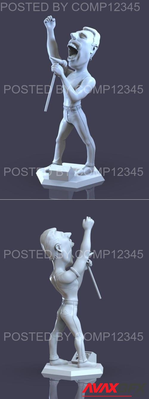 Freddie Mercury Cartoon Style 3D Print