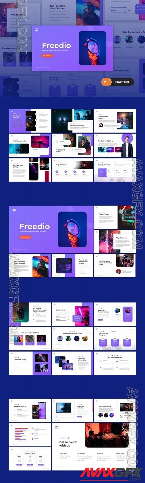 Freedio - Video Project PowerPoint, Keynote and Google Slides Template