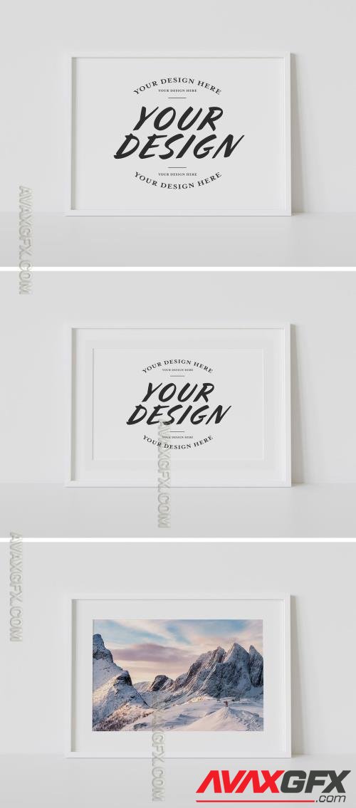 White Frame Leaning on Floor Mockup 376751406 [Adobestock]