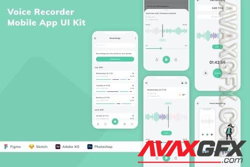 Voice Recorder Mobile App UI Kit
