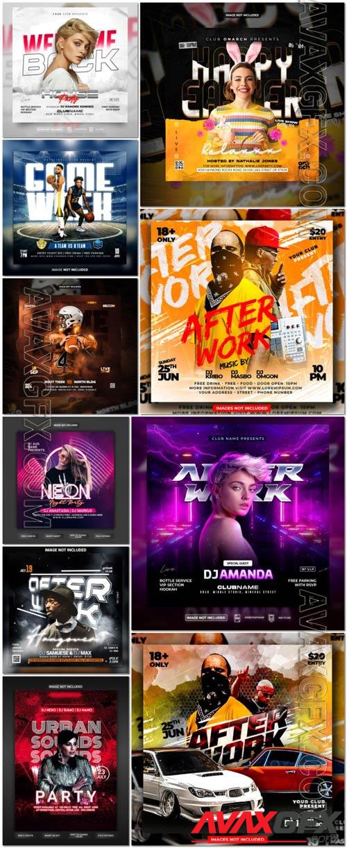 Flyer social media post, psd banner set vol 287