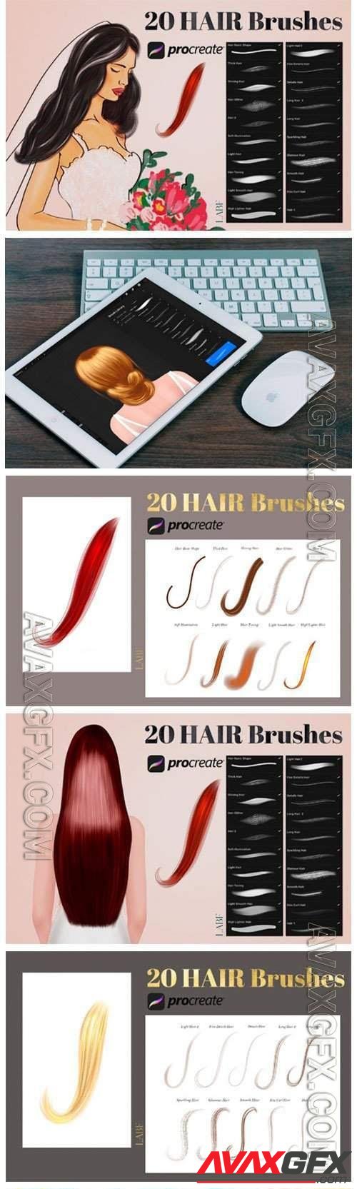 20 Hair Brushes for Procreate 12541997