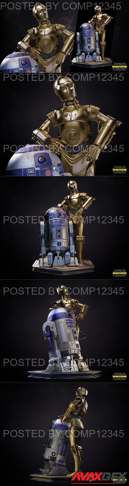 Star Wars - C3P0 AND R2D2 Sculpture 3D Print