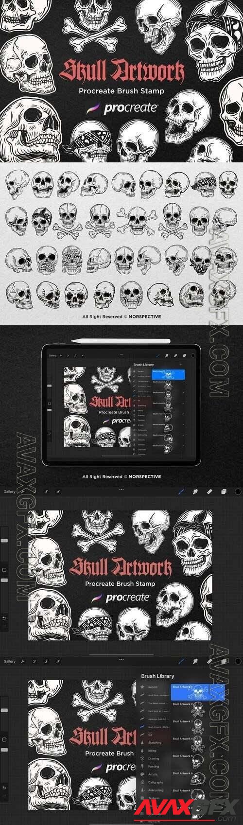 34 Skull Dark Procreate Brushes