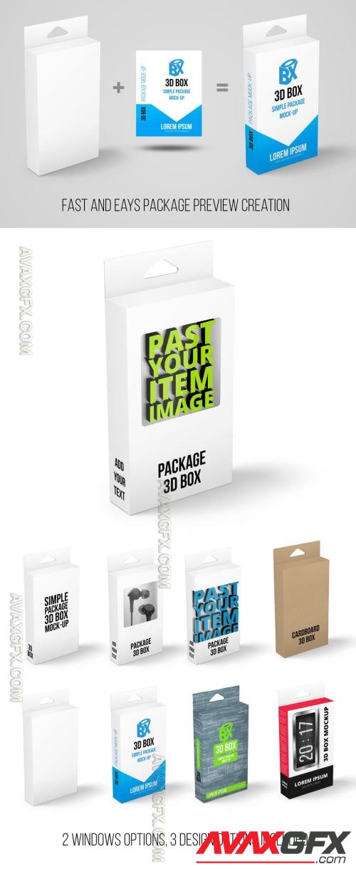 3D Package Preview Mockup of Box with Hang Slot 373961416 [Adobestock]