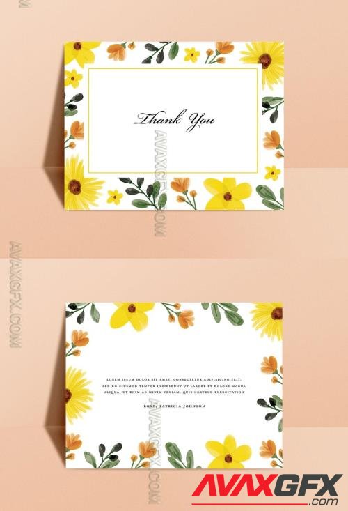 Sunflower Summer Thank You Card Design Layout 373534052 [Adobestock]