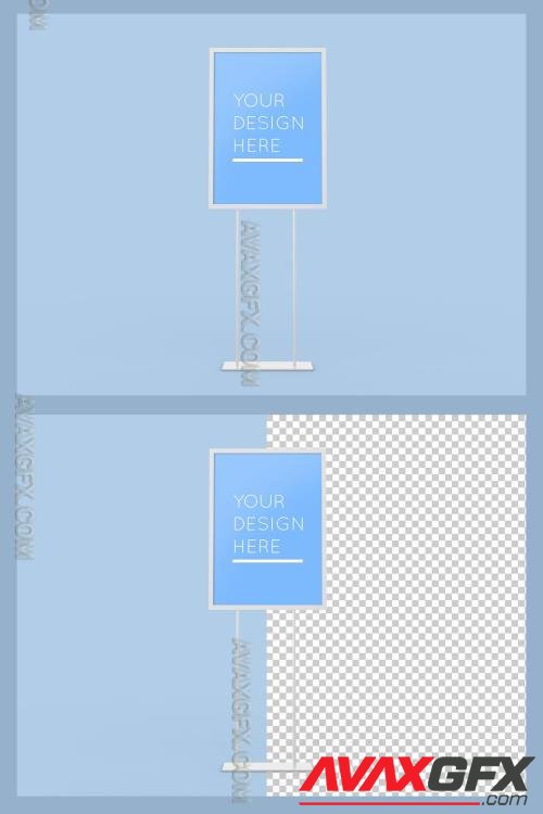 Freestanding Vertical Advertising Stand Board Mockup with Editable Background 356505112 [Adobestock]