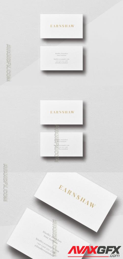 White Business Card Mockup Gold Foil 350638103 [Adobestock]