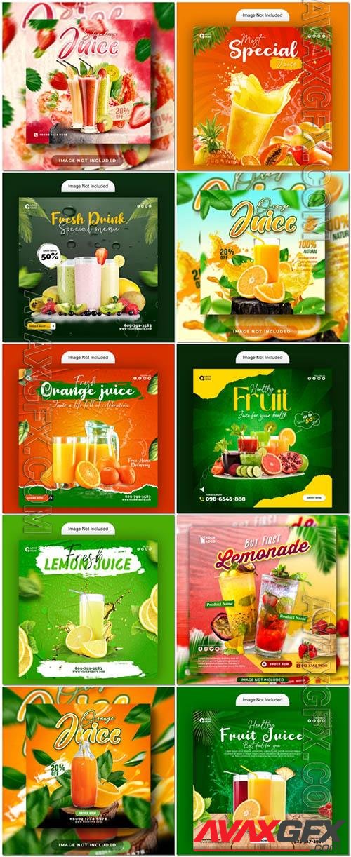 Healthy fruit juice psd poster