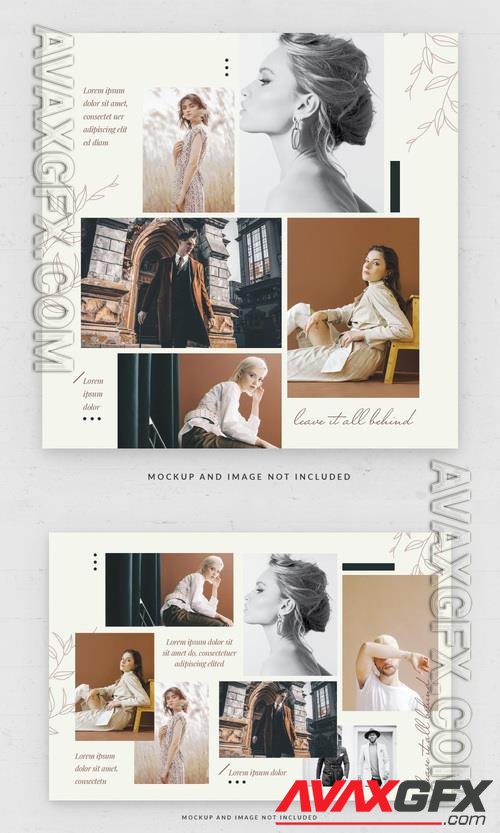 Elegant photo collage psd card square template