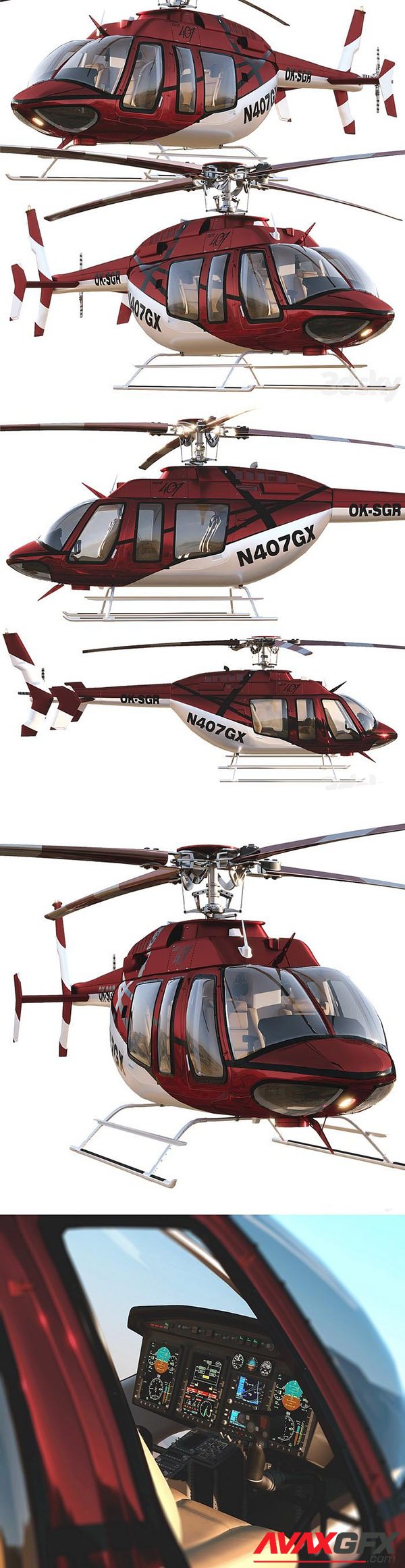 Bell 407 Helicopter 3D Model