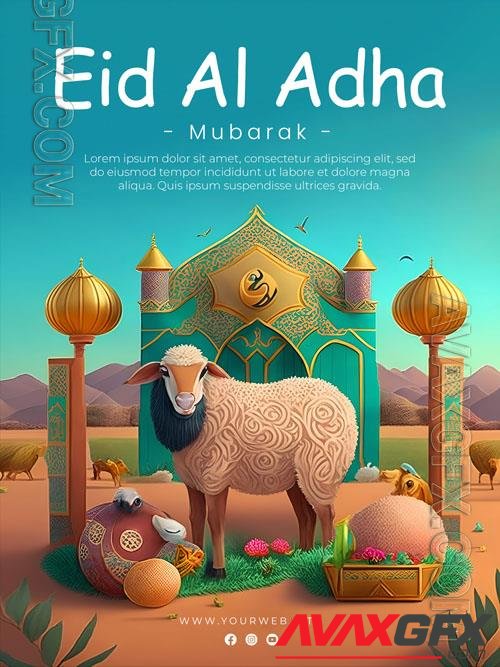 PSD eid al adha greeting poster template