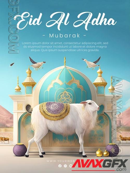 PSD eid al adha greeting poster template design