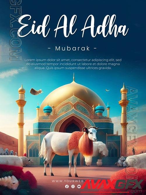 PSD eid al adha greeting poster design template