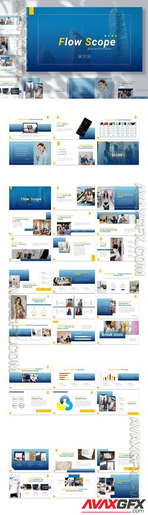 Flow - Business Presentation PowerPoint Template [PPTX]