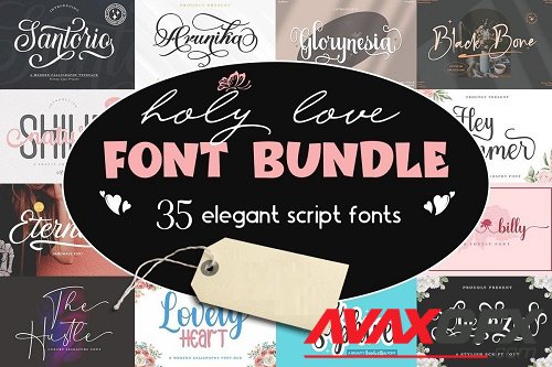 Holy Love Font Bundle - 35 Premium Fonts