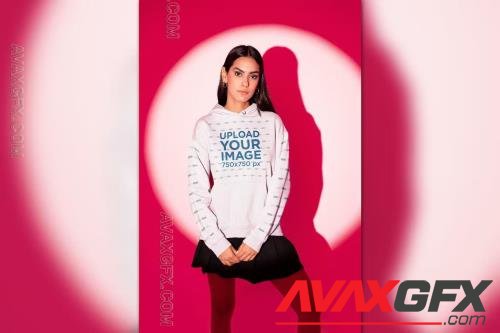 Pullover Hoodie Mockup Featuring a Serious Woman 2A74SAD