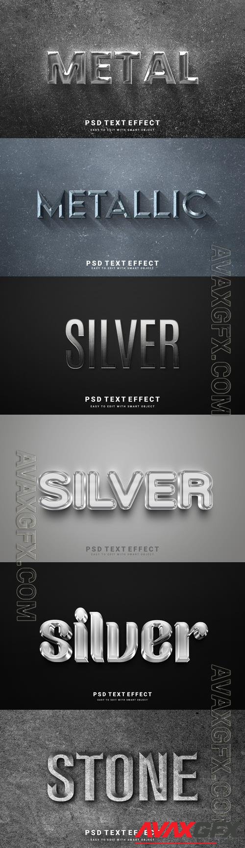 PSD silver, stone, metal editable text effect design