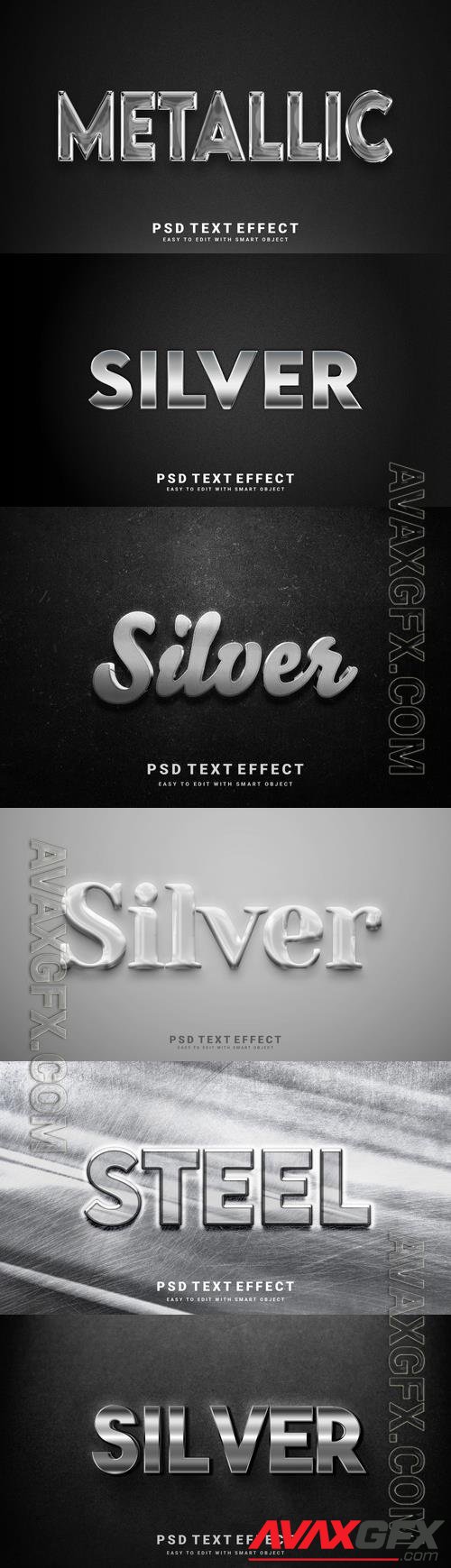 PSD silver, metallic, steel creative editable text effect design