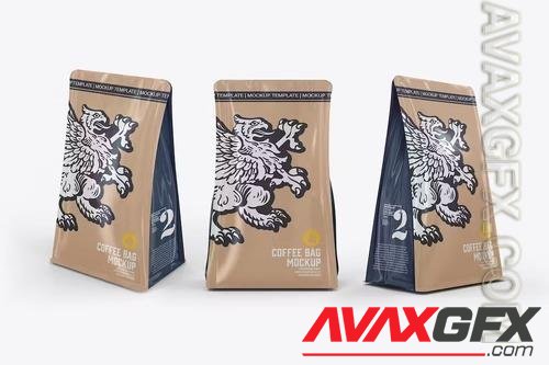 Pack 3 Kraft Coffee Bags Mockup [PSD]