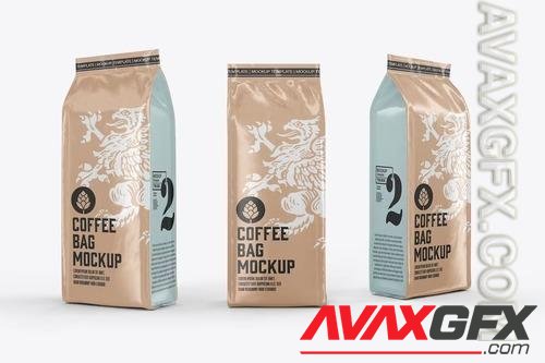 Set 3 Kraft Coffee Bags Mockup [PSD]