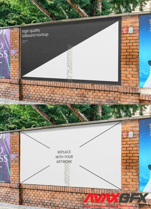 Wide Street Glued Outdoor Poster Mockup on Brick Wall 545787597 [Adobestock]