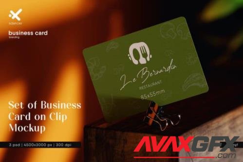 Set of Business Card with Rounded Corner on Clip Mockup - 2549964