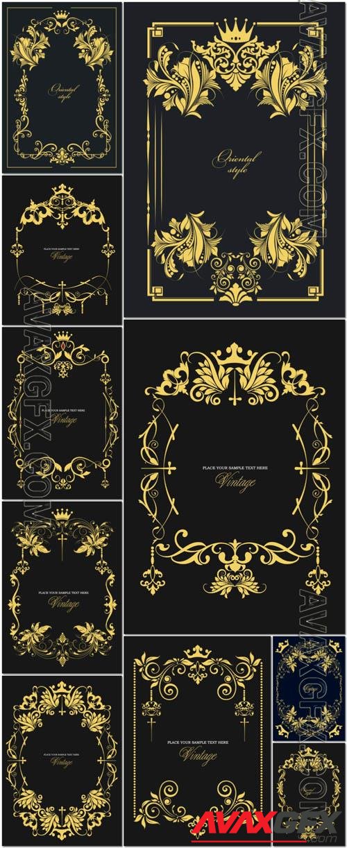 Vector ornament frames royal golden style