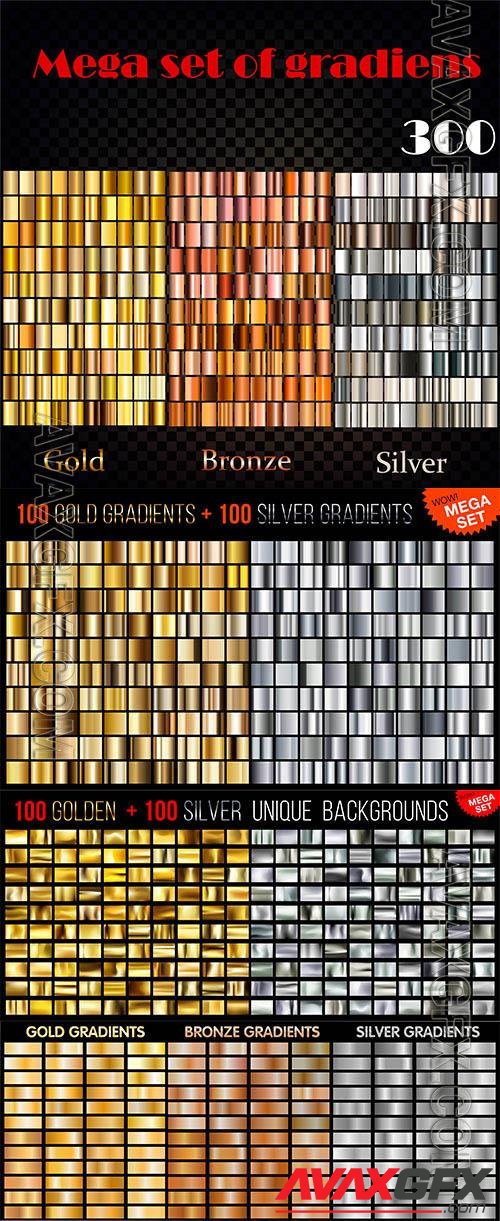 Mega set gradient unique silver and gold backgrounds