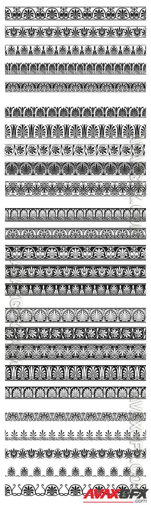 Decorative seamless ornamental border vector set