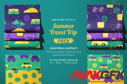 Summer Travel Trip - Seamless Pattern