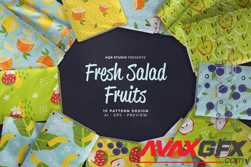 Fresh Salad Fruits - Seamless Pattern