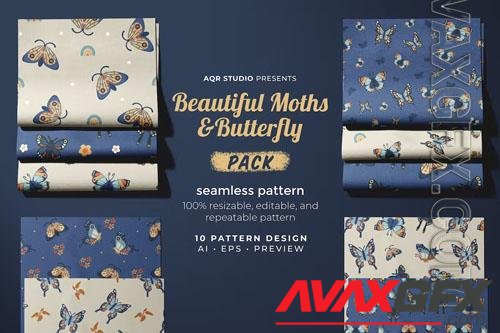 Moths and Butterfly - Seamless Pattern