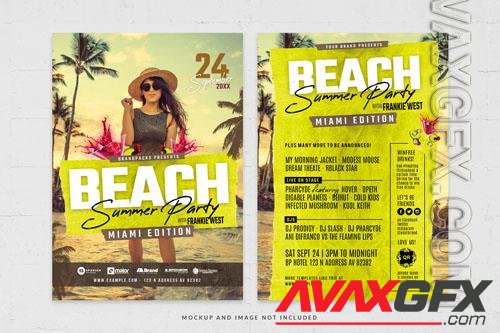Summer beach party flyer template in bright vibrant theme