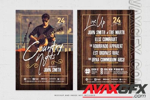 Brown wooden theme country western flyer template in psd