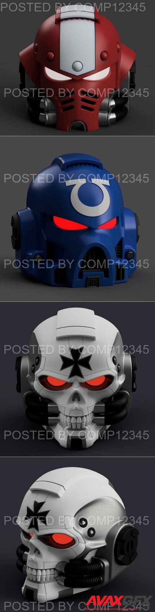 WH40K - Space Marine Helmet and Chaplain Helmet and Primaris Hellblaster Helmet 3D Print