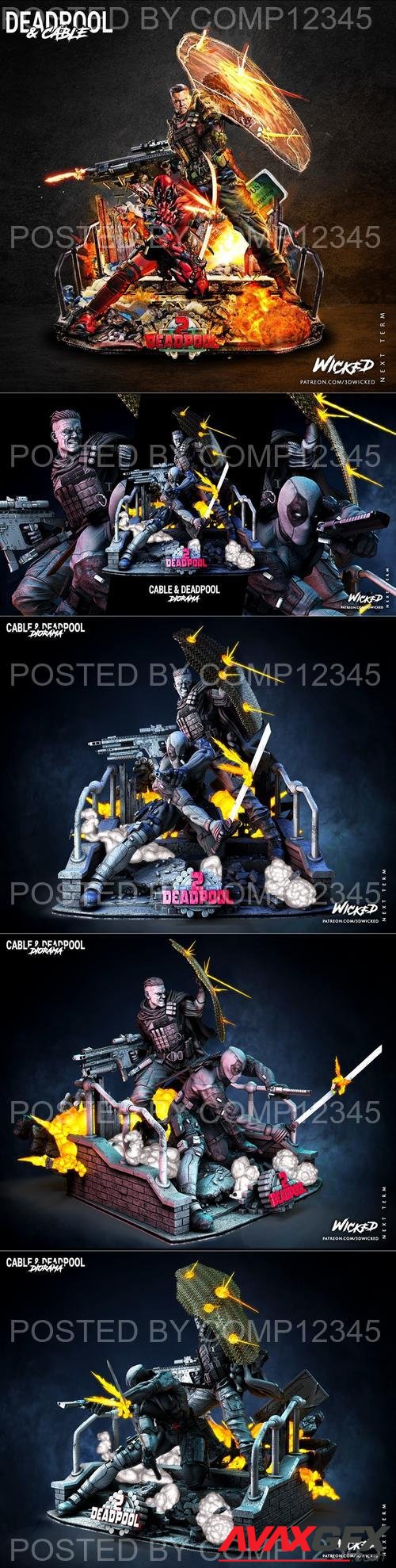 Wicked - Marvel Deadpool and Cable Diorama Complete 3D Print