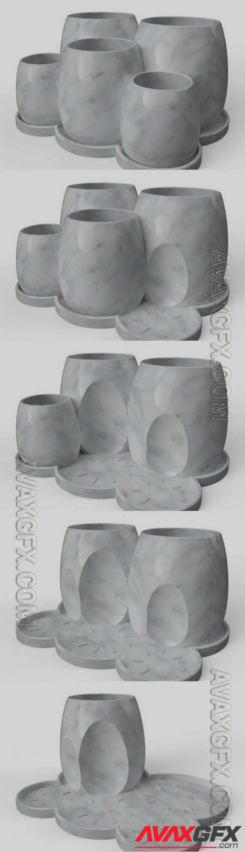 Multi Pots 3D Print Model