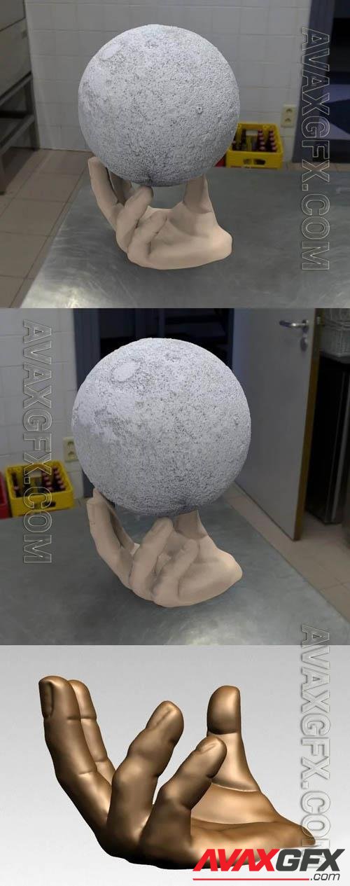 Moon Lamp and Hand Stand 3D Print Model