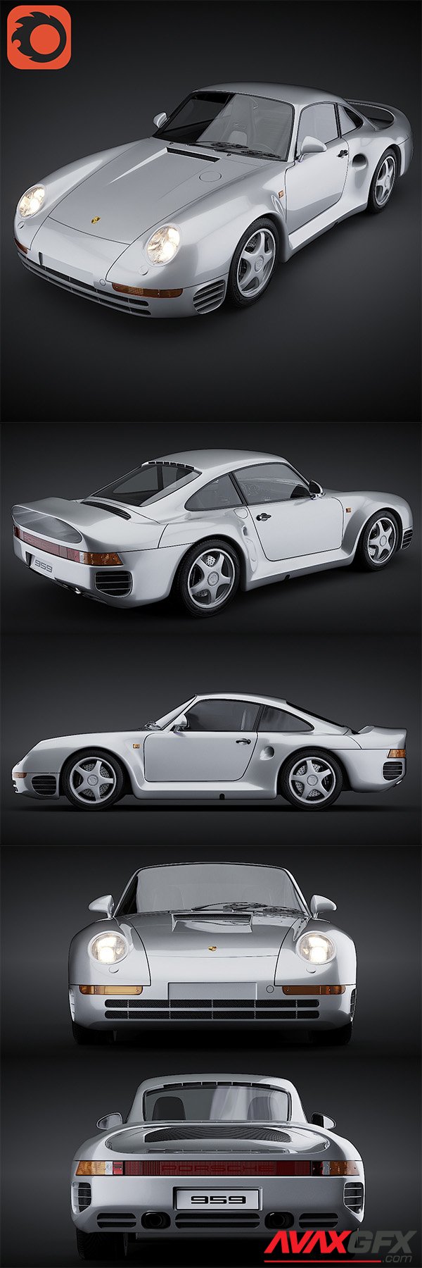 Porsche 959 3D Model