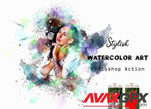 Stylish Watercolor Art PS Action - 14498037