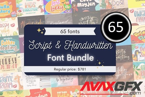 Script & Handwritten Fonts Bundle - 65 Premium Fonts