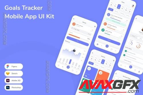Goals Tracker Mobile App UI Kit W445BKY