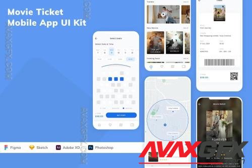 Movie Ticket Mobile App UI Kit Q82H6JB