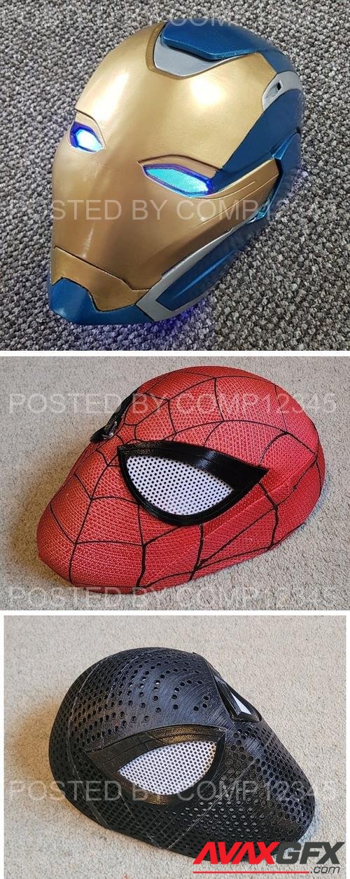 Spider-Man faceshell mask V3 with lenses and Pepper Potts Rescue Helmet 3D Print